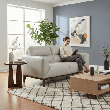 Georgia Leather 2 Seater Sofa - Silver at online8 furniture store Auckland