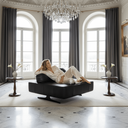 Georgio XL Leather Chair Slate Black | Extra Large Ottoman at online8 furniture store Auckland