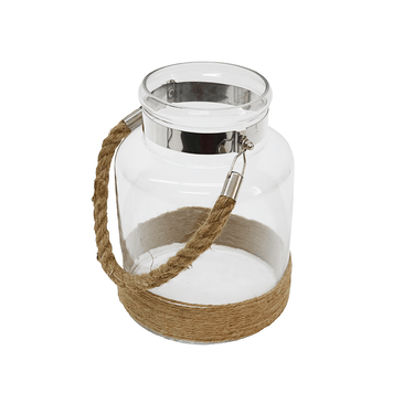 Glass Lantern with Rope Hurricane at online8 furniture store Auckland