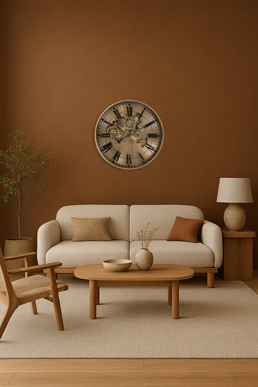 Globe Round Gear Wall Clock at Online8 Furniture Auckland NZ