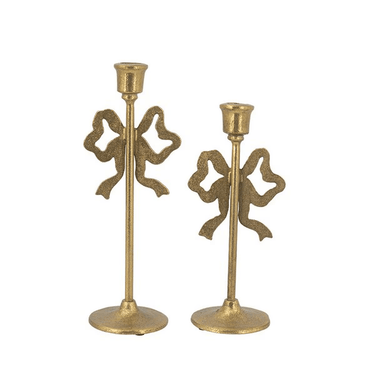 Gold Bow Candle Holder - Set of 2 at online8 furniture store Auckland