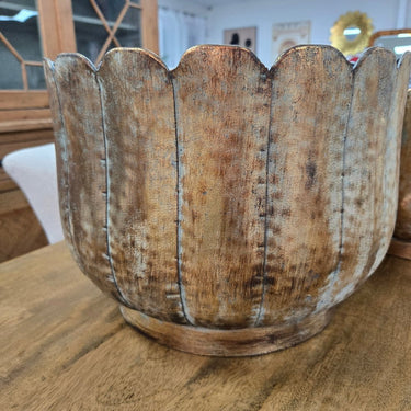 Gold Metal Planters Set/2 at online8 furniture store Auckland