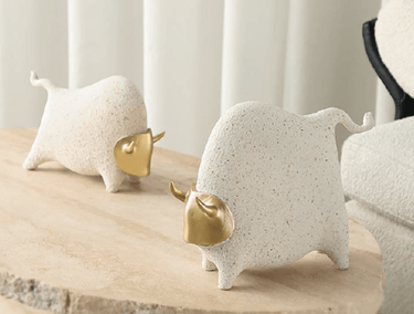 Golden Face Bull Statue Large at online8 furniture store Auckland