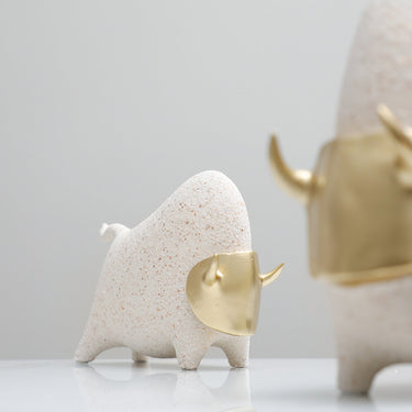 Golden Face Bull Statue Small at online8 furniture store Auckland