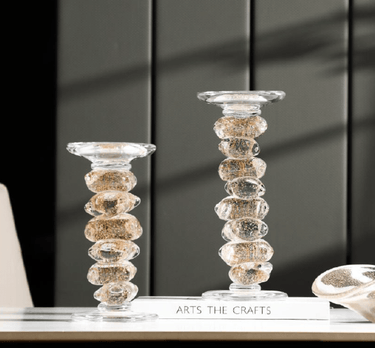 Golden Glass Candle Stick - Small at online8 furniture store Auckland