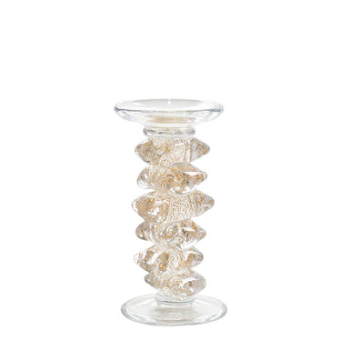 Golden Glass Candle Stick - Small at online8 furniture store Auckland