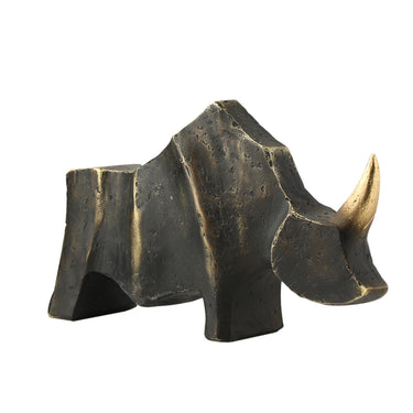 Golden Horned Rhino - Small at online8 furniture store Auckland