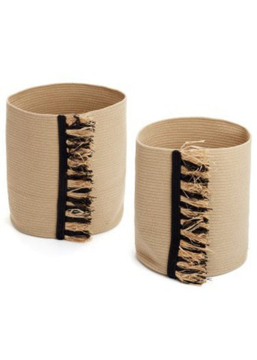 Gomez Cotton Raffia Baskets - Set of 2 at online8 furniture store Auckland