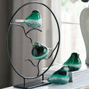 Green Glass Birds Set of 2 at online8 furniture store Auckland