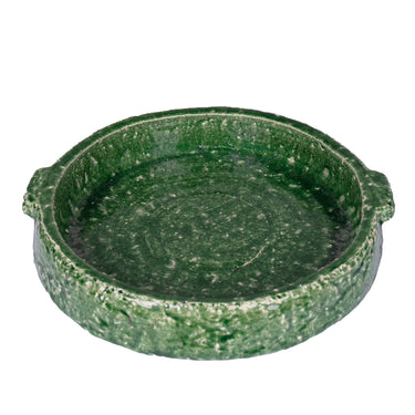 Green glaze stoneware dish - Large at online8 furniture store Auckland