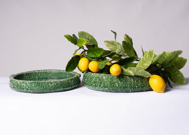 Green glaze stoneware dish - Large at online8 furniture store Auckland