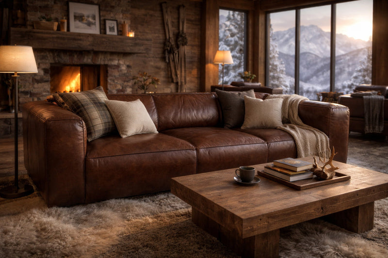 Hampshire 3 Seater Leather Sofa in Vintage Cigar at Online8 NZ