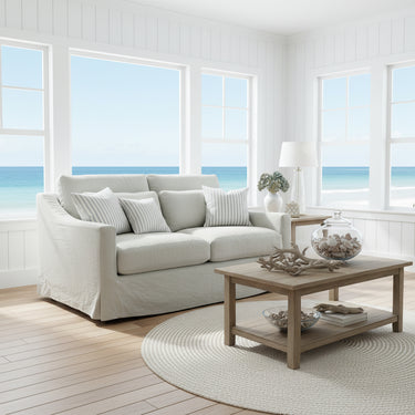 Hampton 2.5 Seater Slip Cover Sofa - Pastel Grey at online8 furniture store Auckland