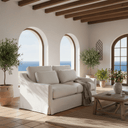 Hampton 2.5 Seater Slip Cover Sofa - Salt & Pepper at online8 furniture store Auckland