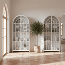 Hamptons Arched Glass Doors Cabinet - White at Online8 Furniture Auckland NZ