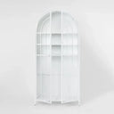 Hamptons Arched Glass Doors Cabinet - White at Online8 Furniture Auckland NZ