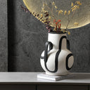 Hand Painted Black Vase With Handles at online8 furniture store Auckland