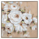 Hand Painted Flower Painting on Stretched Canvas - Gold Frame at online8 furniture store Auckland