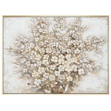Hand Painted Flower Painting on Stretched Canvas - Gold Frame at online8 furniture store Auckland