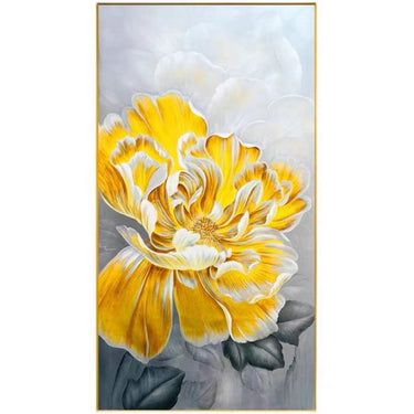 Hand Painted Flower Painting on Stretched Canvas - Gold Frame at online8 furniture store Auckland