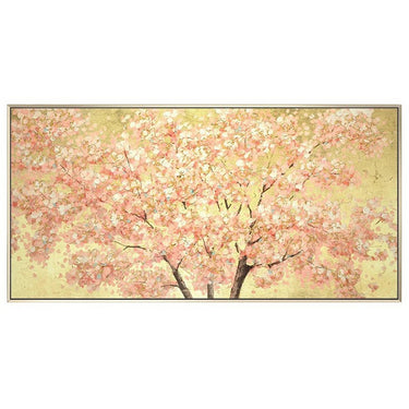 Hand Painted Flower Painting on Stretched Canvas - Gold Frame at online8 furniture store Auckland