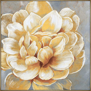 Hand Painted Flower Painting on Stretched Canvas - Gold Frame at online8 furniture store Auckland