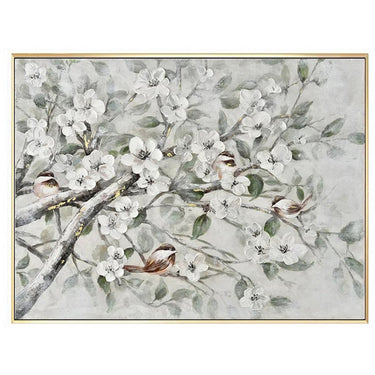 Hand Painted Flower Painting on Stretched Canvas - Gold Frame at online8 furniture store Auckland