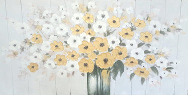 Hand Painted Flower Painting on Stretched Canvas at online8 furniture store Auckland