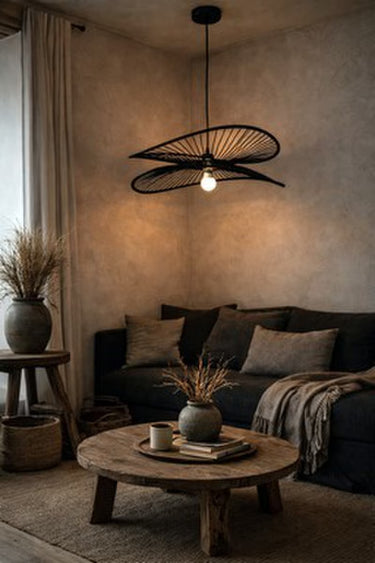 Handcrafted Bamboo Pendant - Black at Online8 Furniture Auckland NZ