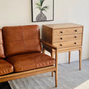 Hans Mid Century 2 Seat Leather Sofa - Caramel Brown at online8 furniture store Auckland