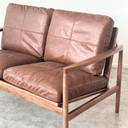 Hans Mid-Century 2 Seat Leather Sofa - Rustic Brown at online8 furniture store Auckland