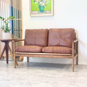 Hans Mid-Century 2 Seat Leather Sofa - Rustic Brown at online8 furniture store Auckland