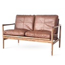 Hans Mid-Century 2 Seat Leather Sofa - Rustic Brown at online8 furniture store Auckland
