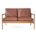 Hans Mid-Century 2 Seat Leather Sofa - Rustic Brown at online8 furniture store Auckland