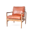 Hans Mid-Century leather Armchair - Caramel Brown at online8 furniture store Auckland
