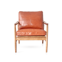 Hans Mid-Century leather Armchair - Caramel Brown at online8 furniture store Auckland