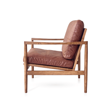Hans Mid-Century leather Armchair - Rustic Brown at online8 furniture store Auckland