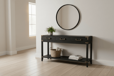 Harlequin Hall Table - Old Pine/Metal Fittings at Online8 Furniture Auckland NZ