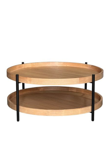Harper Two Tier Round Coffee Table - Natural at online8 furniture store Auckland