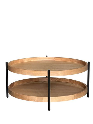 Harper Two Tier Round Coffee Table - Natural at online8 furniture store Auckland
