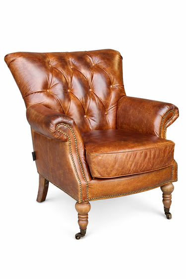 Harrington Aged Leather Armchair – Cognac at Online8 Furniture Auckland NZ