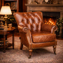 Harrington Aged Leather Armchair – Cognac at Online8 Furniture Auckland NZ