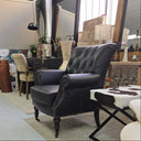 Harrington Buttoned Leather Armchair -  Belon Black at online8 furniture store Auckland