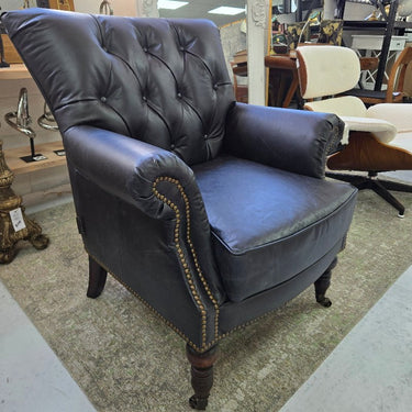 Harrington Buttoned Leather Armchair -  Belon Black at online8 furniture store Auckland