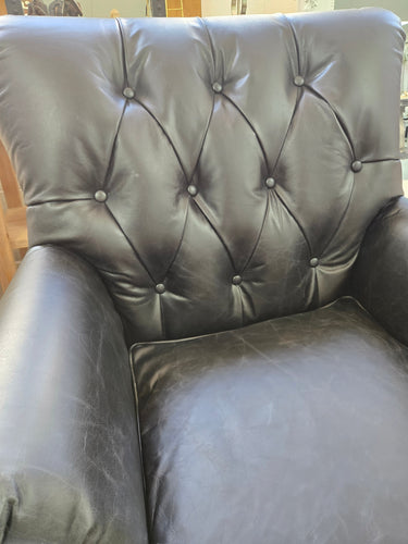 Harrington Buttoned Leather Armchair -  Belon Black at online8 furniture store Auckland