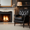 Harrington Buttoned Leather Armchair -  Belon Black at Online8 Furniture Auckland NZ