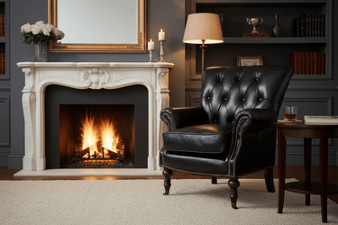 Harrington Buttoned Leather Armchair -  Belon Black at Online8 Furniture Auckland NZ