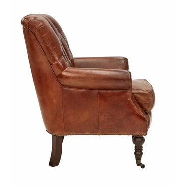 Harrington Buttoned Leather Armchair - Vintage Cigar at Online8 Furniture Auckland NZ
