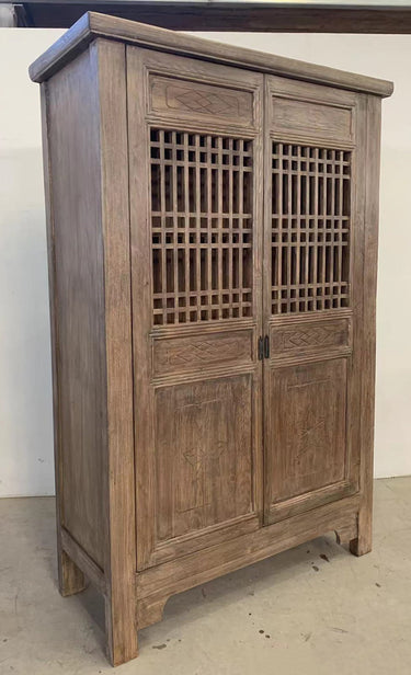 Harvest Carved 2 Door Showcase Cabinet - Reclaimed Elm at Online8 Furniture Auckland NZ