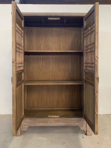 Harvest Carved 2 Door Showcase Cabinet - Reclaimed Elm at Online8 Furniture Auckland NZ